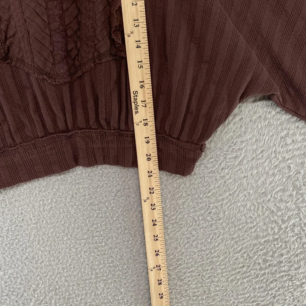 Free People More‎ Romance Top Womens XS Cropped Ruffle Lace Boho Brown Victorian